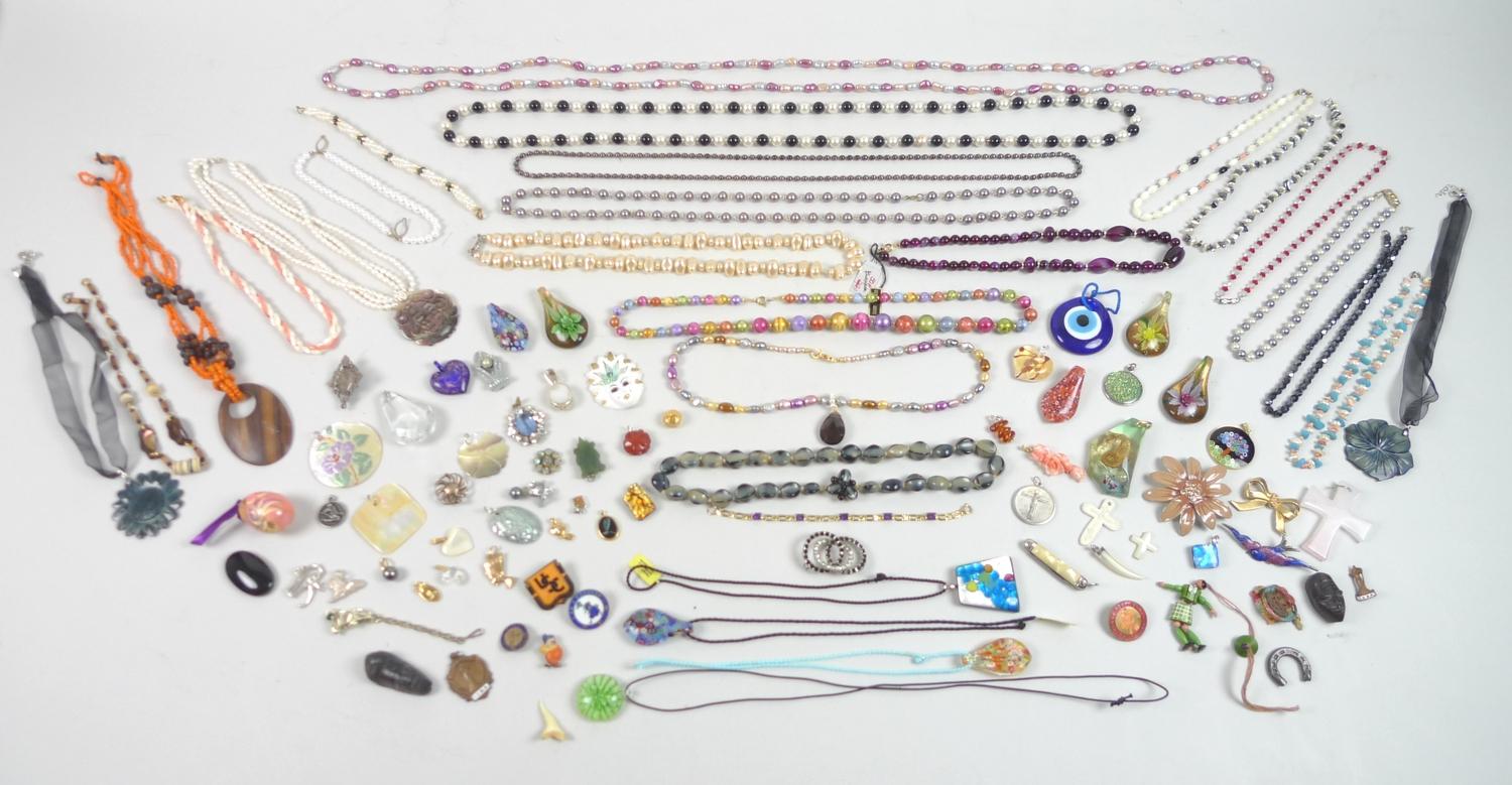 A quantity of costume jewellery, including a large selection of beaded necklaces and bracelets, many