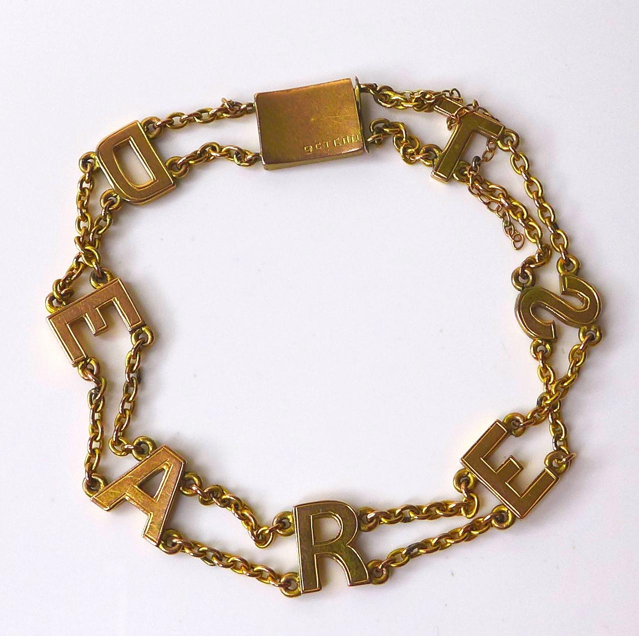A 9ct gold 'Dearest' chain bracelet, early 20th century, stamped '9ct GOLD', 19cm, 10.4g. - Image 5 of 5