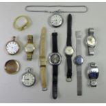 A group of vintage and later wristwatches, comprising a gentleman's vintage Secura watch in stylised