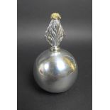 A George V silver Royal Fusiliers spherical grenade form table lighter, with screw top flame, 9.