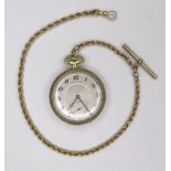 A late 19th / early 20th century American Hamilton Watch Co gold plated pocket watch, keyless