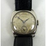 An Art Deco IWC for Tiffany & Co. 18ct white gold cased ladies wristwatch, circular silvered dial