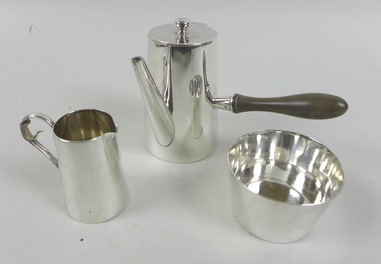 A mid 20th century silver plated hot chocolate set, by William Hutton & Sons, of tapering - Image 3 of 8