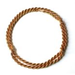 A 9ct gold rope twist effect necklace, overall length 76cm, 14.4g.
