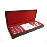 A John Pinches cased set of fifty silver ingots commemorating Great British locomotives, with