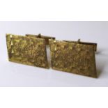 A pair of 9ct gold, rhomboid form cufflinks, with sprung hinges, 11.3g.