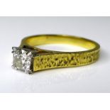 Private Collection-Vintage and Modern design rings: An 18ct gold modernist solitaire diamond ring,