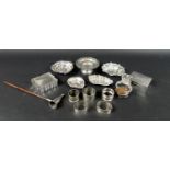 A group of Victorian and later silver items, comprising an Edwardian silver jewellery and ring