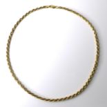 A 9ct gold geometric rope twist chain necklace, 40cm long, 15.6g.