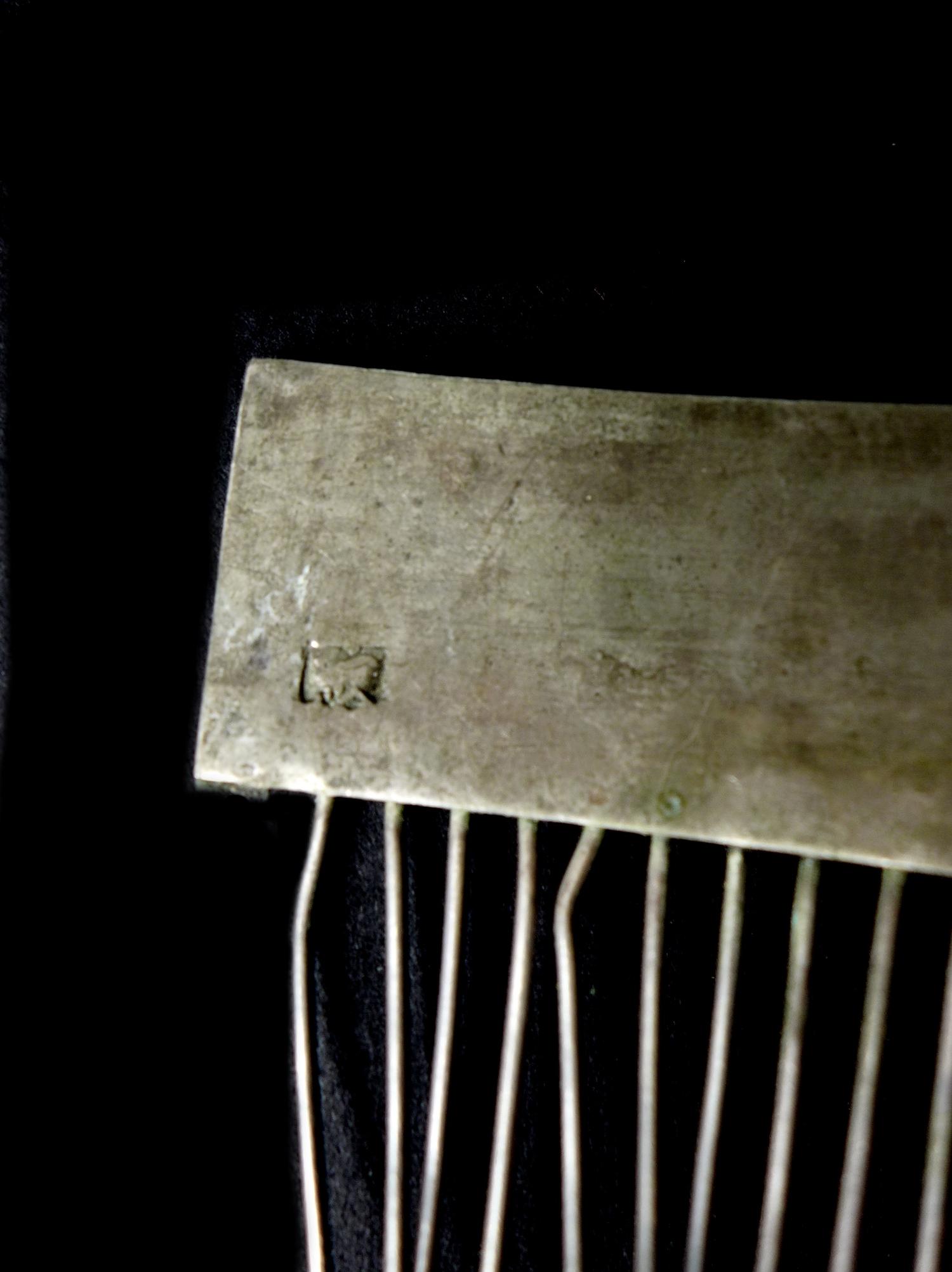 A group of five 19th century Chinese white metal hair clips, comprising a quartet stamped with a - Image 3 of 5