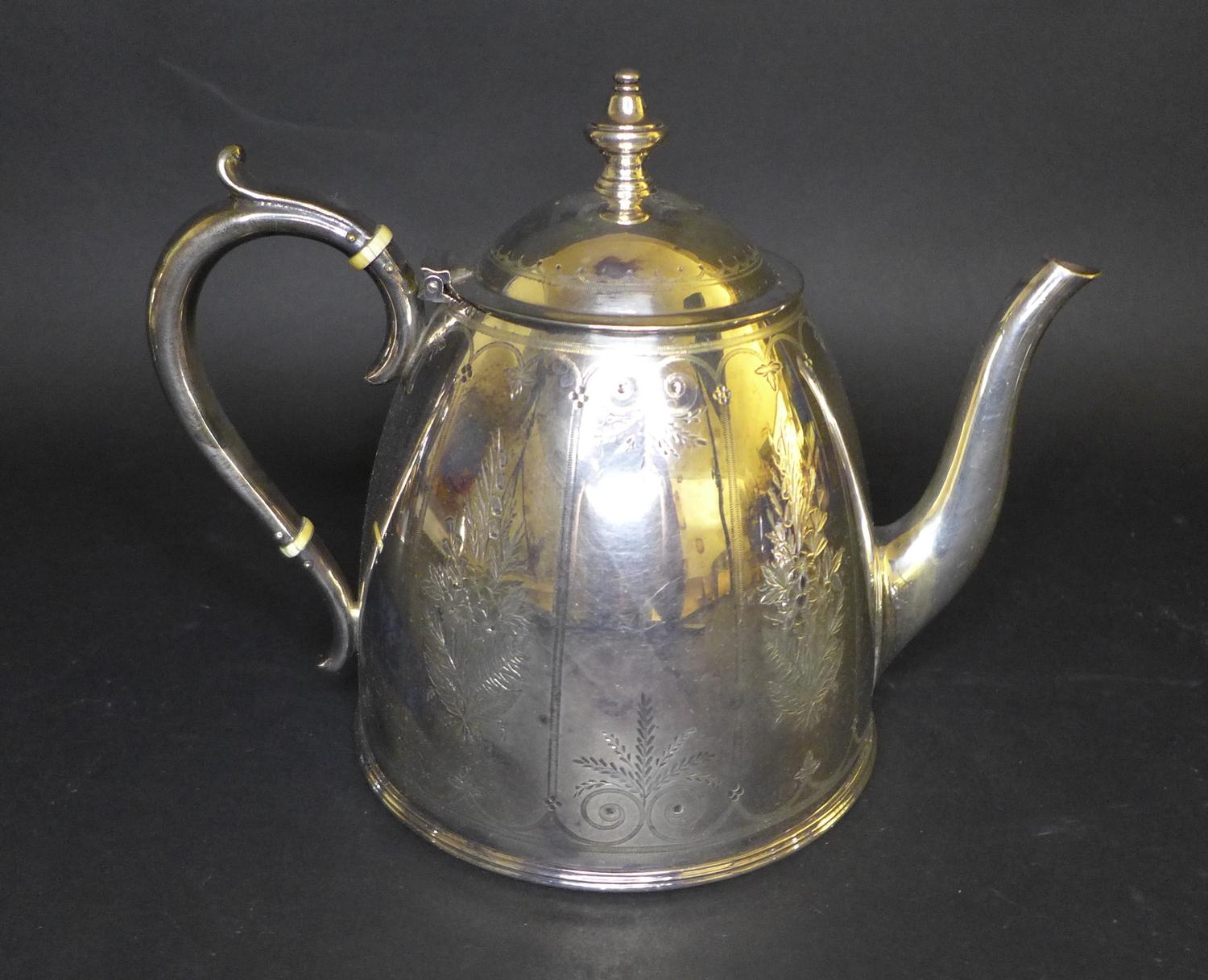 A five piece Elkington Silver plated tea and coffee service, of beehive form with foliate bright cut - Image 5 of 14