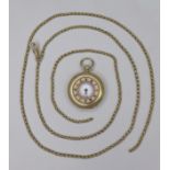 A 9ct gold Albert close link chain, 16.8g, 96cm, together with an Edwardian lady's gold plated