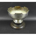 A George V silver circular footed bowl, with castellated rim, engraved initials 'CGS 1st June 1919',