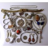 A group of vintage and later silver jewellery, including a silver gilt rope necklace, a similar