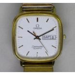 An Omega Seamaster Quartz gentlemen's wristwatch with gold plated case and expanding gold plated