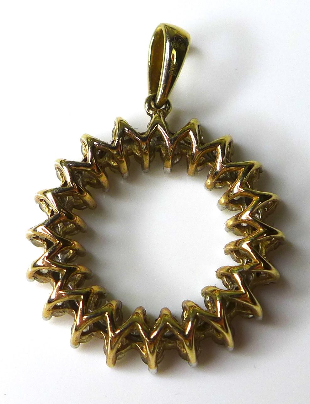 A 9ct gold and diamond circular pendant, with 40 round brilliant cut diamonds totalling - Image 3 of 4