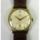An Omega 9ct gold cased gentleman's wristwatch, circa 1955, model 13322, circular silvered dial with