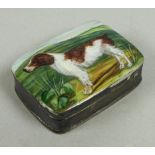 A Georgian style patch box, by Hansworth Enamels, late 20th century, of rectangular form with