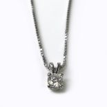 A 9ct white gold and diamond solitaire necklace, the brilliant cut stone of approximately 0.25ct,