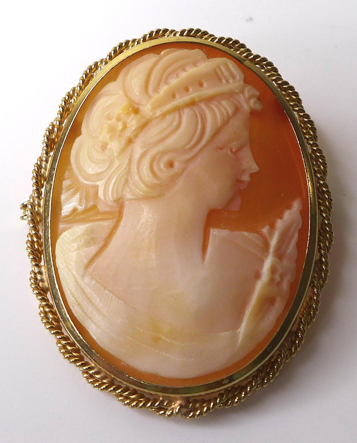 A 9ct gold mounted cameo brooch, 4 by 3.1cm, 6.4g.