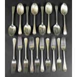 A group of Victorian and Edwardian silver cutlery, Old English pattern, comprising five desert