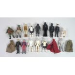 A group of sixteen original Star Wars toy action figures, comprising a 1977 Darth Vader with vinyl