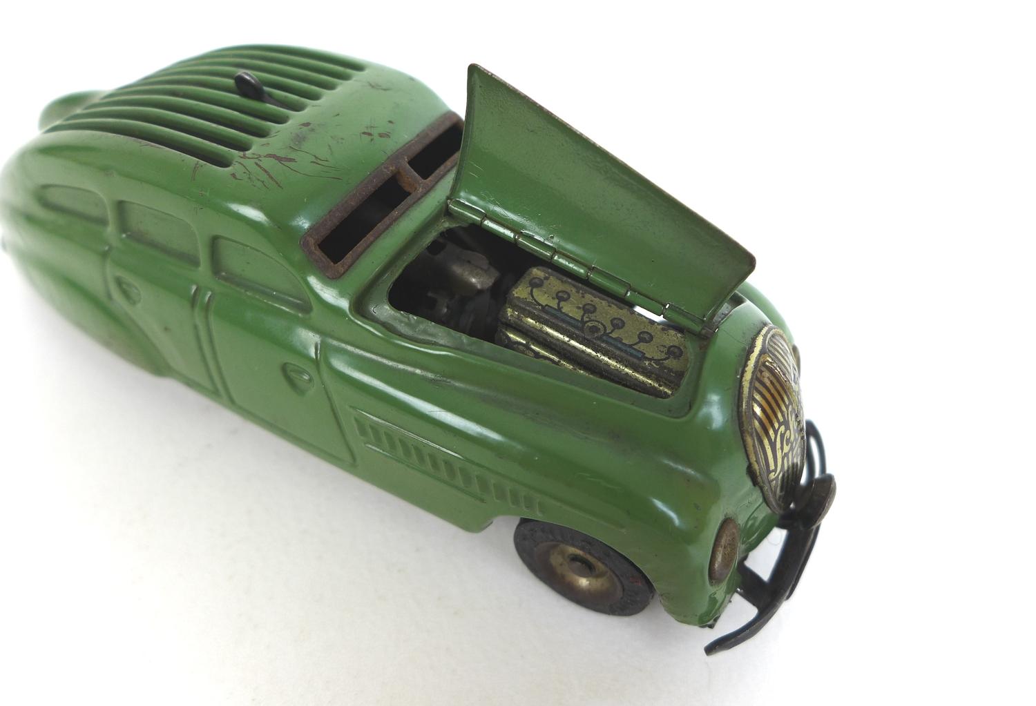 A Schuco clockwork streamline garage with car, the garage 'No 1500' complete with telephone lever - Image 5 of 7
