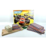 A vintage Scalextric racing set 12E and accessories, with original box including two racing cars,