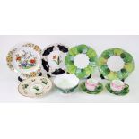 A pair of Mintons dishes moulded and painted with leaves, 23cm diameter,