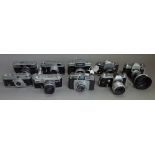 A quantity of vintage cameras including; Contax D, Contaflex, Ilford Sportsman, Yashica D, Ikoflex,