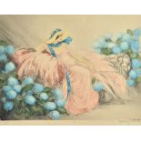 Louis Icart (French 1888-1950), La Dame en Rose, drypoint with aquatint, signed,