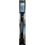 A late 19th century oak cased stick barometer by 'Callaghan London',