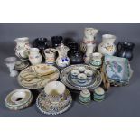 Ceramics, including; Prinknash Abbey black glaze ceramics and Honiton pottery vases, plates,