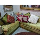 A group of 10 cushions, various shapes and colours, (10).