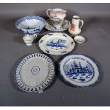 A 19th century Staffordshire Ironbridge gorge transfer printed jug and a small quantity of late