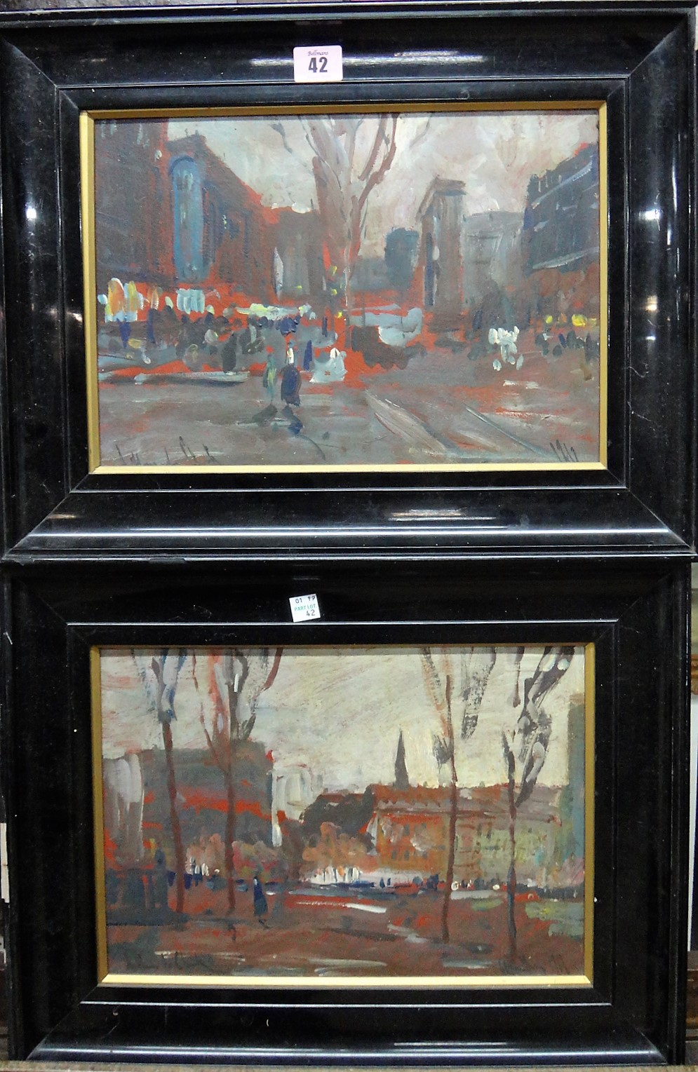 Arthur da Clark (20th century), Street scenes, oil on board, signed and indistinctly dated 1912,