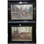 Arthur da Clark (20th century), Street scenes, oil on board, signed and indistinctly dated 1912,