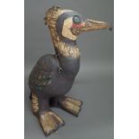 Tracey Eizabeth Wright; a stoneware 'Cormorant', polychrome decorated, incised to base, 40cm high.