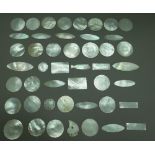 One hundred and twenty three Chinese mother-of-pearl gaming counters, late 19th century,