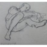 Attributed to Anselm Feuerbach (1829-1880), Reclining youth, charcoal on grey paper,