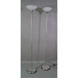 A pair of 20th century brushed steel floor standing lamps, 180cm high (2).