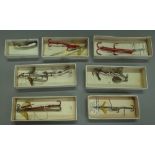 Twelve vintage Hardy fishing lures, seven boxed, some unused and carded. (12).