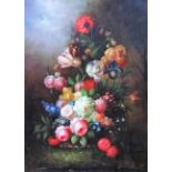 Chinese School (late 20th century), Floral still life studies, two, oil on canvas, unframed,