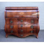 An 18th century North European marquetry inlaid mahogany cylinder bureau,