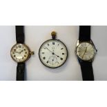 A 9ct gold circular cased wristwatch, the gilt jewelled screw-down movement detailed S & Co Swiss,