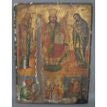 An early 19th century Russian Icon of the Deisis (a.f.) 44.5cm x 33cm.
