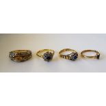 An 18ct gold, sapphire and diamond set nine stone cluster ring,