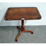 A Regency rosewood banded mahogany rectangular snap top tripod occasional table,