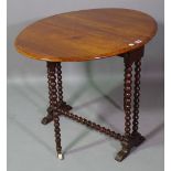 A Victorian mahogany Sutherland table on bobbin turned supports, 65cm wide x 63cm high.