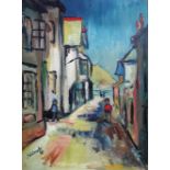 Manner of James Lawrence Isherwood (1917-1988), Street scene, Mevagissey; The Shambles, York, two,